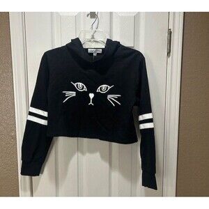Pullover Knit Hoodie for Girls Long Sleeve Crop Cat Sweatershirt 12-13 Y LS